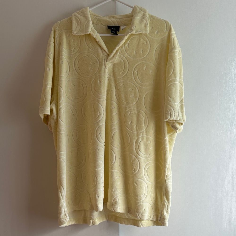 Yellow Smiley Pattern Polo Shirt